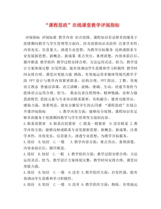 “课程思政”在线课堂教学评阅指标 