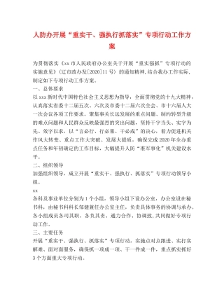人防办开展“重实干、强执行抓落实”专项行动工作方案 