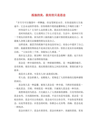 孤独的美，我有的只是思念 