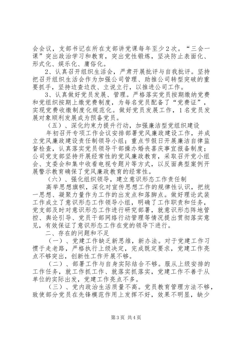 XX年公司党支部党建工作总结（推荐）_第3页