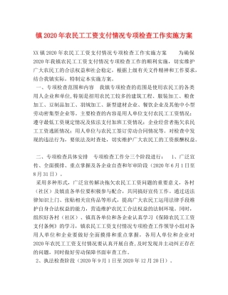 节日讲话-镇2024年农民工工资支付情况专项检查工作实施方案 
