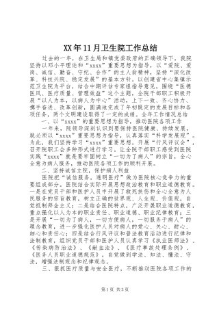 XX年11月卫生院工作总结