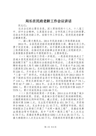 局长在民政老龄工作会议讲话