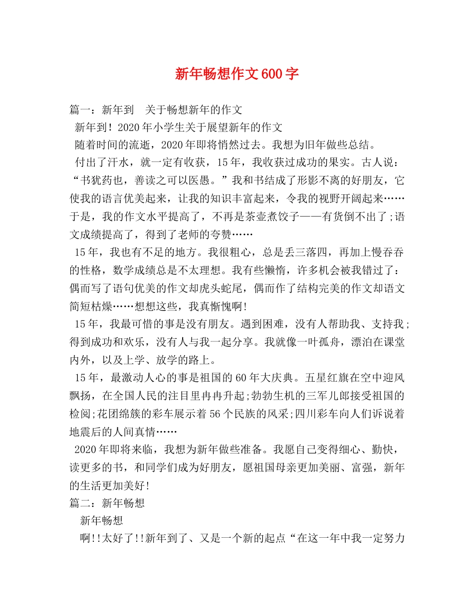 新年畅想作文600字 _第1页