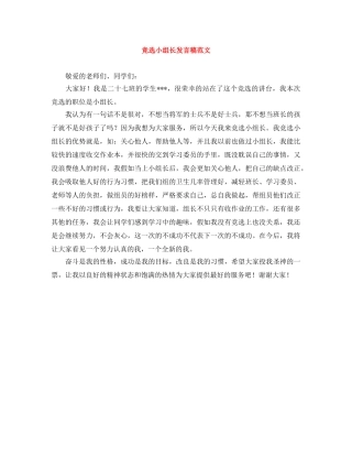 竞选小组长发言稿范文 
