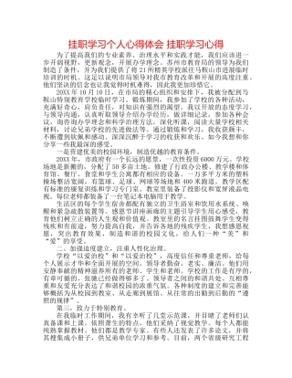 挂职学习个人心得体会 挂职学习心得 