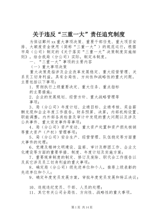 关于违反“三重一大”责任追究制度