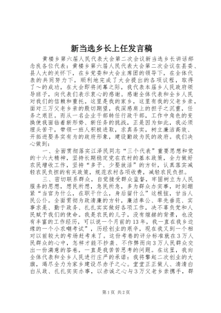 新当选乡长上任发言稿