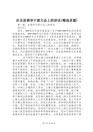 在全县领导干部大会上的讲话(精选多篇)
