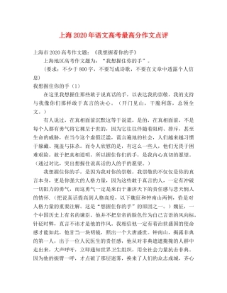 上海2024年语文高考最高分作文点评 