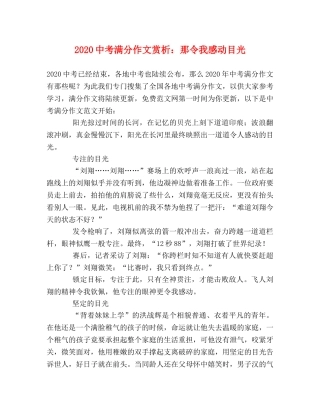 20考满分作文赏析那令我感动目光 