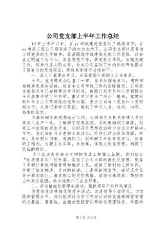公司党支部上半年工作总结