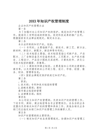 20XX年知识产权管理制度