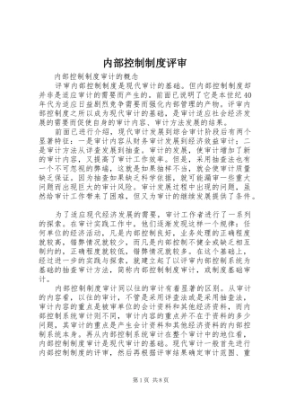 内部控制制度评审