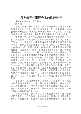 领导在春节团拜会上的致辞春节