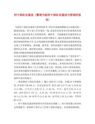 村干部队伍建设 [整理当前村干部队伍建设与管理的思考] 