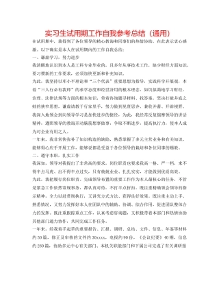 实习生试用期工作自我参考总结（通用） 