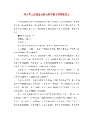 绿水青山就是金山银山演讲稿5篇精选范文 