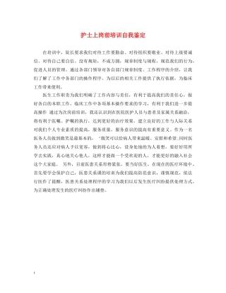 护士上岗前培训自我鉴定 