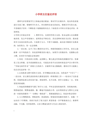 小学班主任鉴定评语 