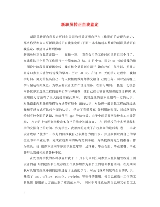 新职员转正自我鉴定 
