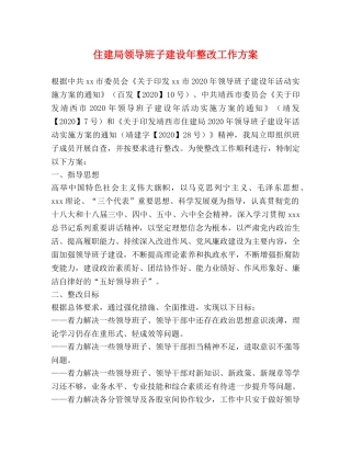 住建局领导班子建设年整改工作方案 