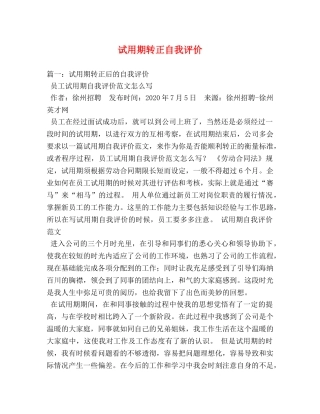 试用期转正自我评价 