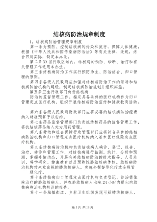 结核病防治规章制度