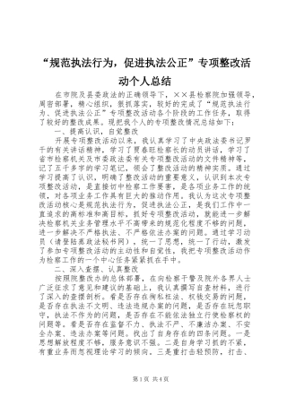 “规范执法行为，促进执法公正”专项整改活动个人总结