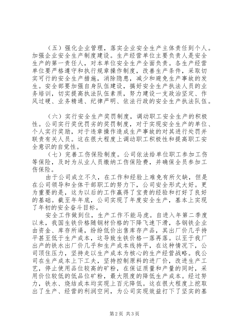 公司安全生产、经营工作总结 (3)_第2页