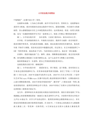 小升初自我介绍简洁 