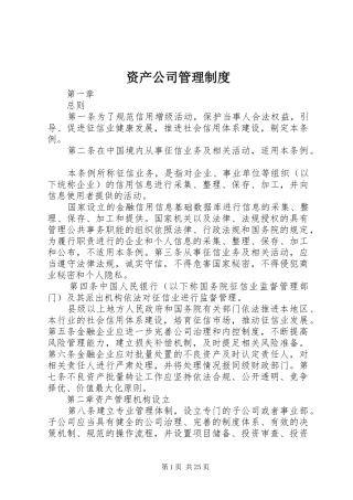 资产公司管理制度