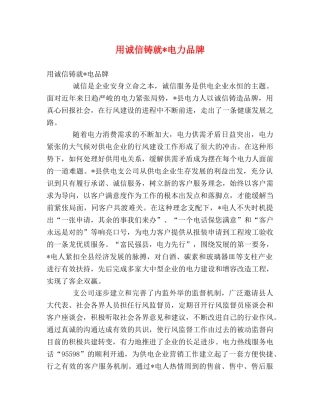 用诚信铸就-电力品牌 
