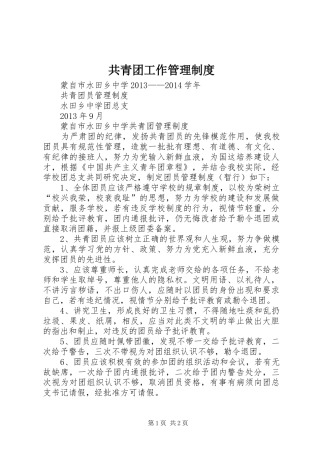 共青团工作管理制度