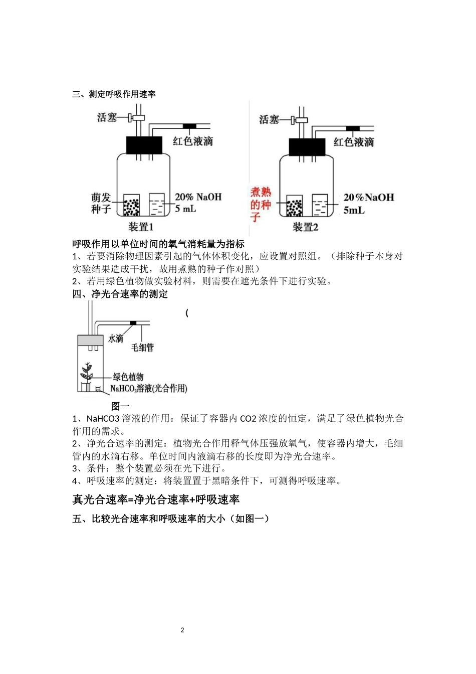 呼吸与光合液滴移动问题知识点总结_第2页