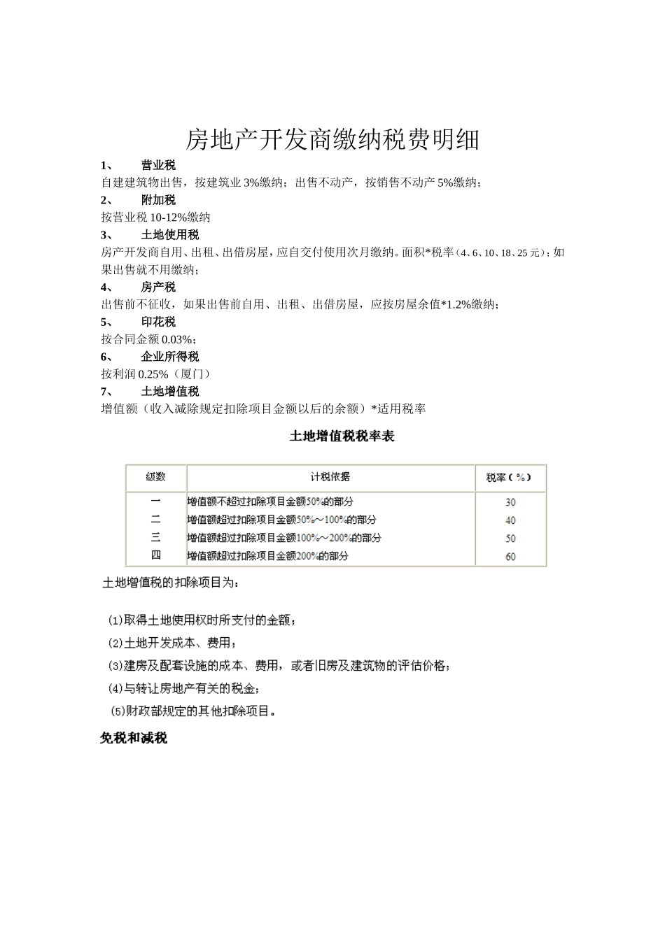 房地产开发商缴纳税费明细_第1页