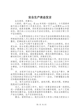 安全生产表态发言