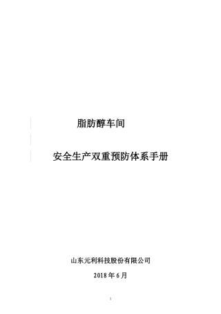脂肪醇车间双重预防体系手册