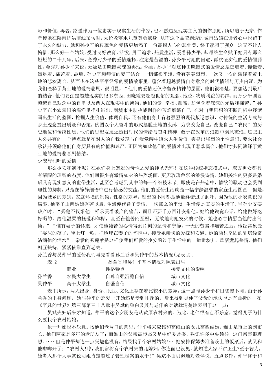 简析《平凡的世界》中主要人物形象_第3页