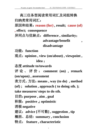 任务型阅读常用词汇及词组