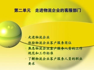 第二单元：走进物流企业的客服部门