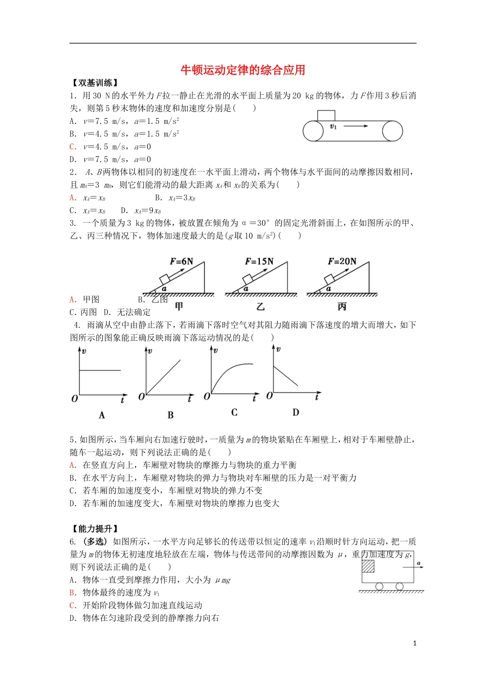 牛顿运动定律的综合应用_第1页