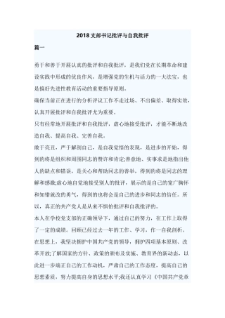 2018支部书记批评与自我批评