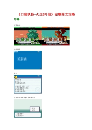 《口袋妖怪-火红&叶绿》完整图文攻略