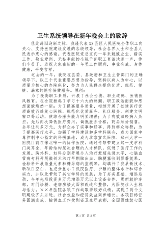 卫生系统领导在新年晚会上的致辞
