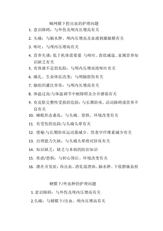 神经外科常见疾病护理诊断