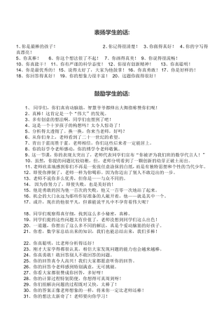 表扬学生的话