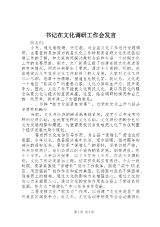 书记在文化调研工作会发言