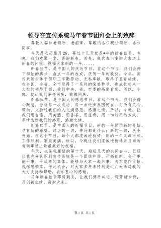 领导在宣传系统马年春节团拜会上的致辞