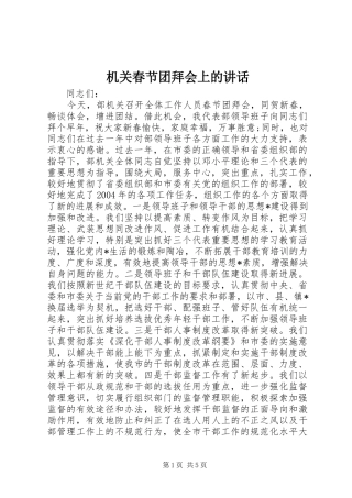 机关春节团拜会上的讲话